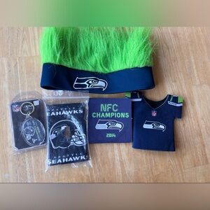 Seattle Seahawks bundle 
Keychain Light switch cover Coaster beer cozy Hat